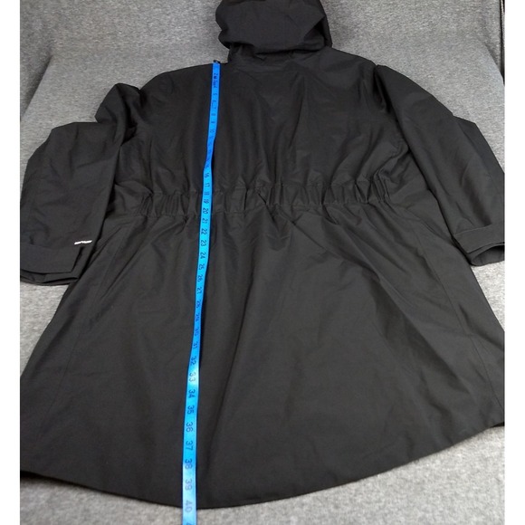 North Face DryVent Trench Rain Jacket Women XXL Black Hooded Elasticized Back - Picture 16 of 16